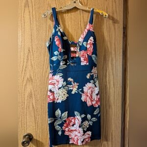 Trac Floral Cutout Bodycon Dress - Navy and Pink